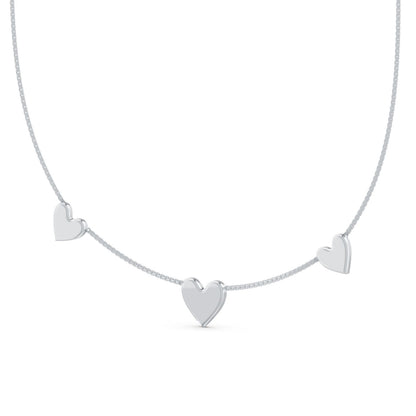 Love Notes Triple Heart Rhodium Plated Necklace