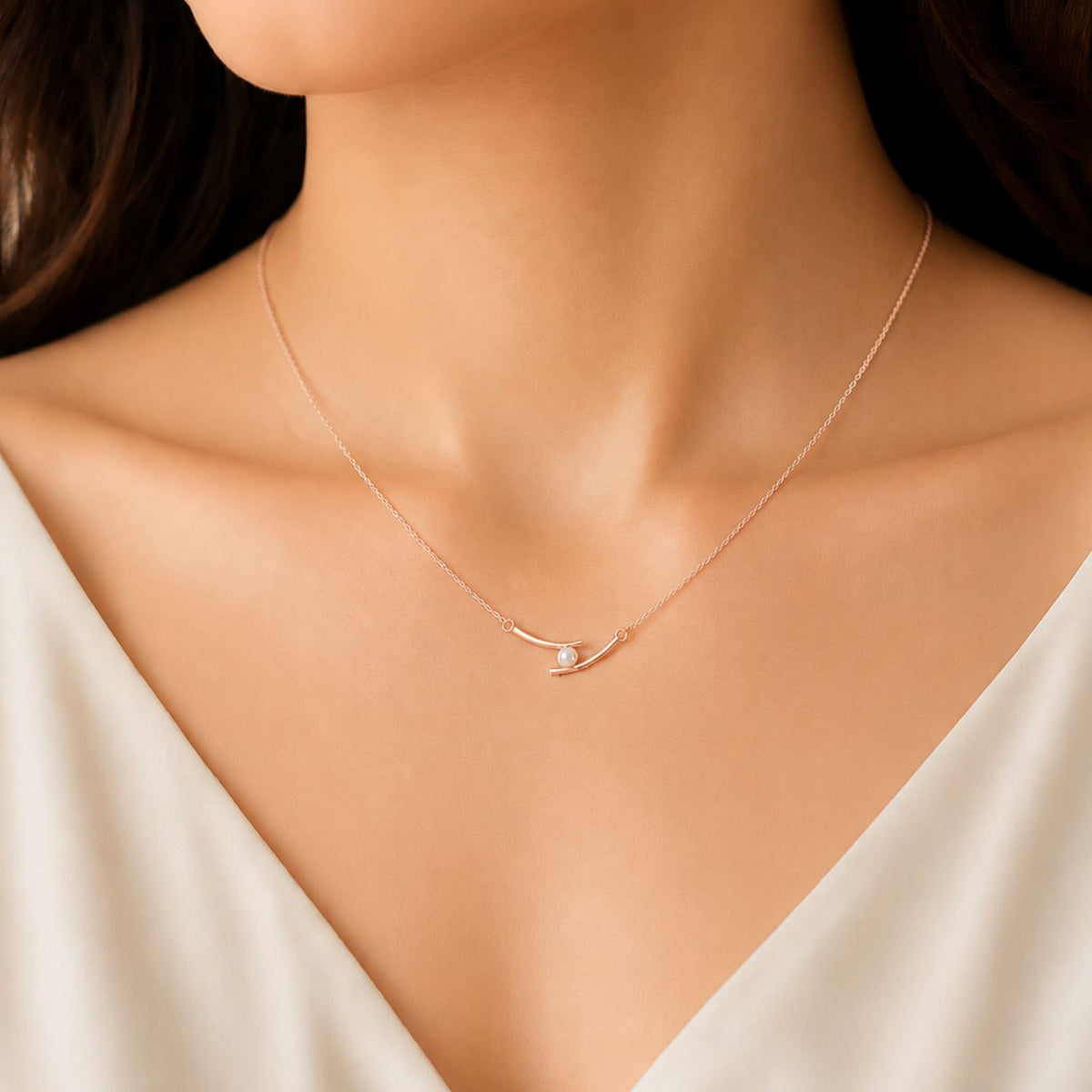 Pearl Embrace Rose Gold Plated Necklace