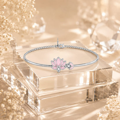 Blush Lotus Pure Rhodium Plated 925 Sterling Silver Bracelet