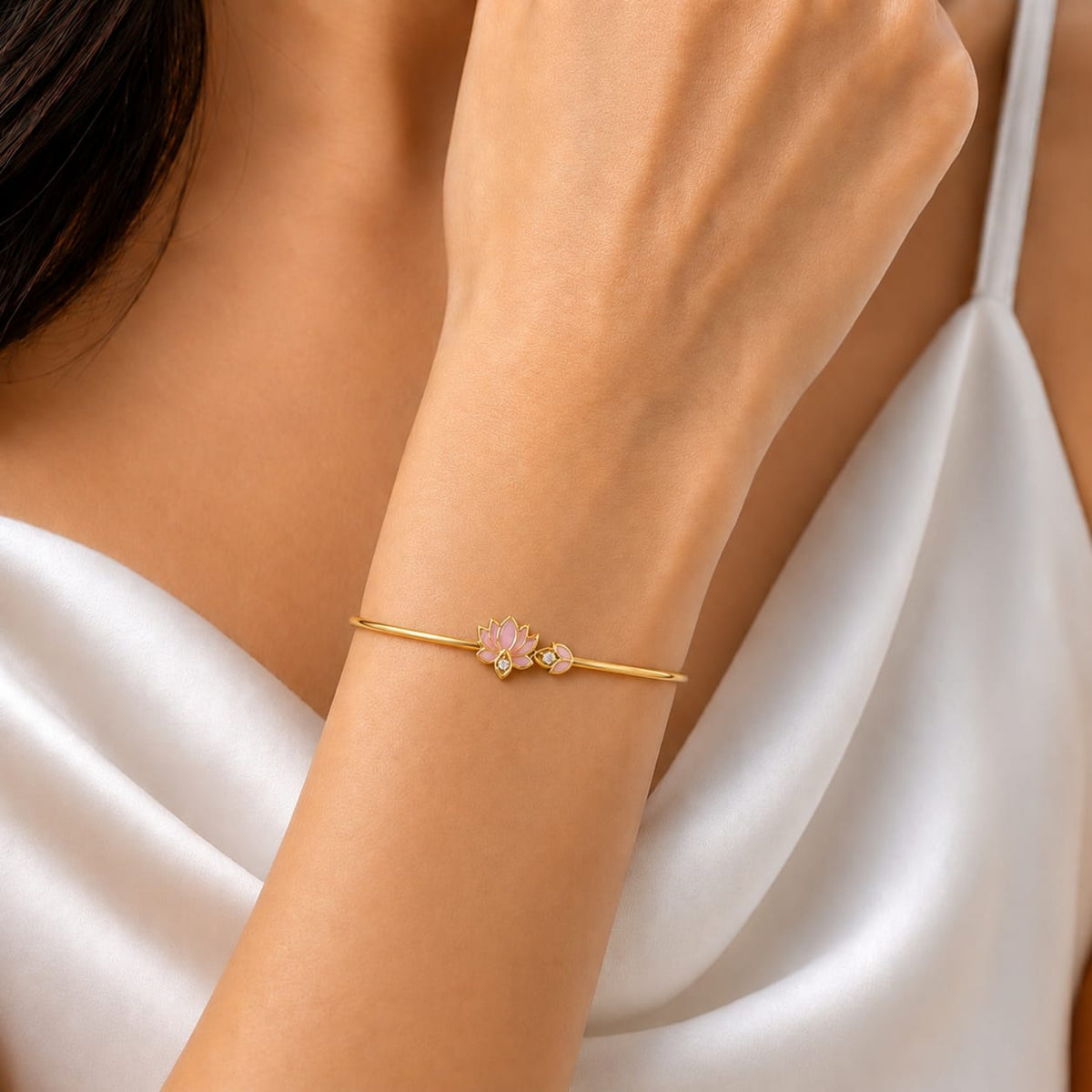 Blush Lotus Gold Plated 925 Sterling Silver Bracelet