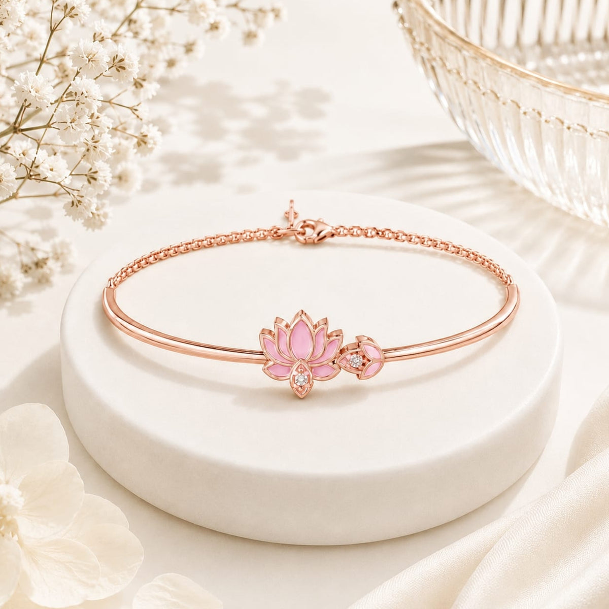 Blush Lotus Rose Gold Plated 925 Sterling Silver Bracelet