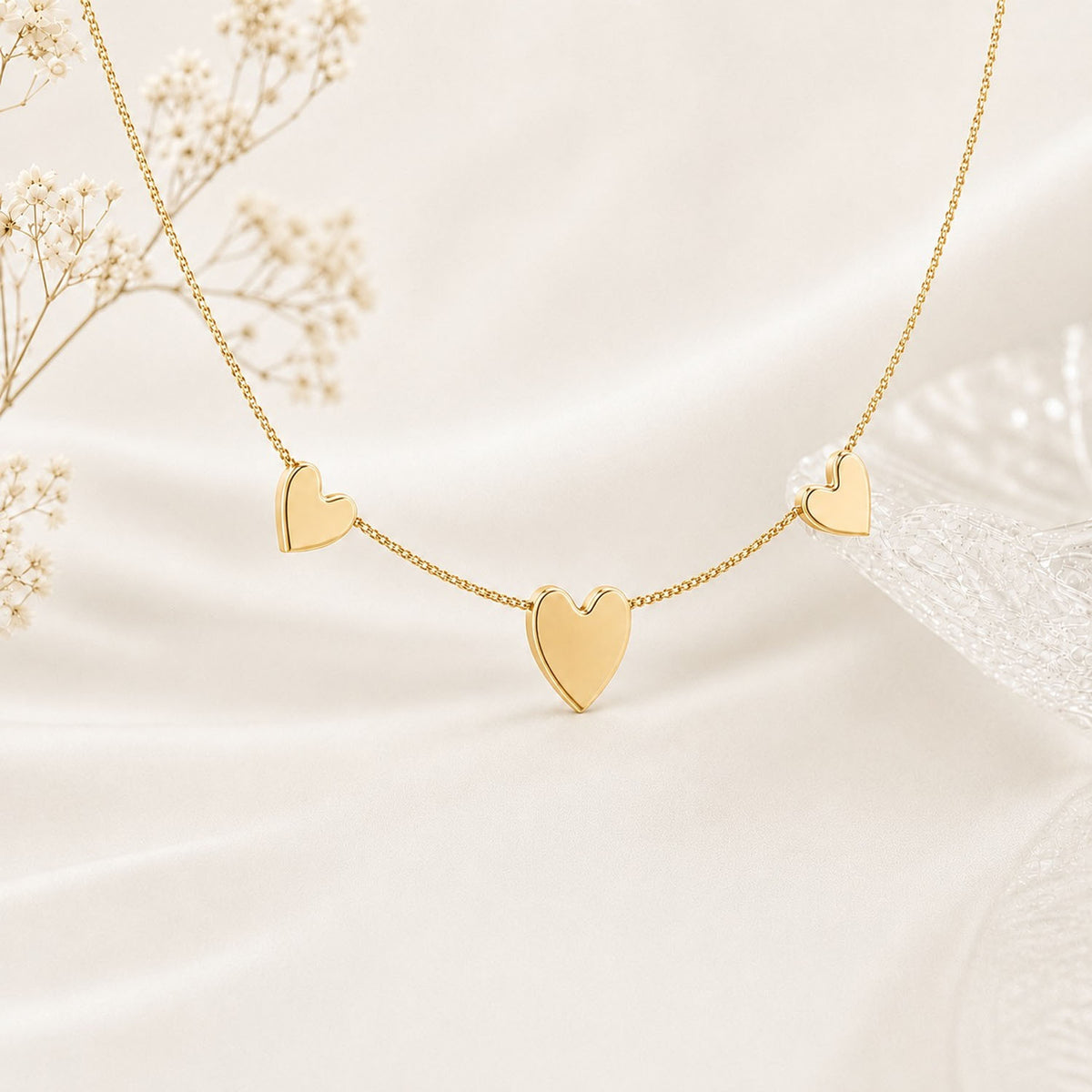 Love Notes Triple Heart Gold plated Necklace