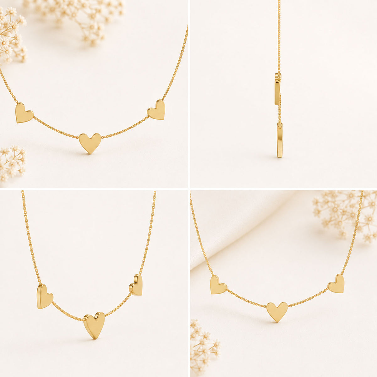 Love Notes Triple Heart Gold plated Necklace