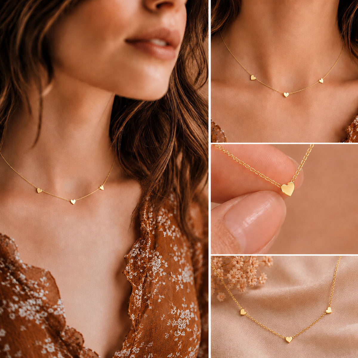 Love Notes Triple Heart Gold plated Necklace