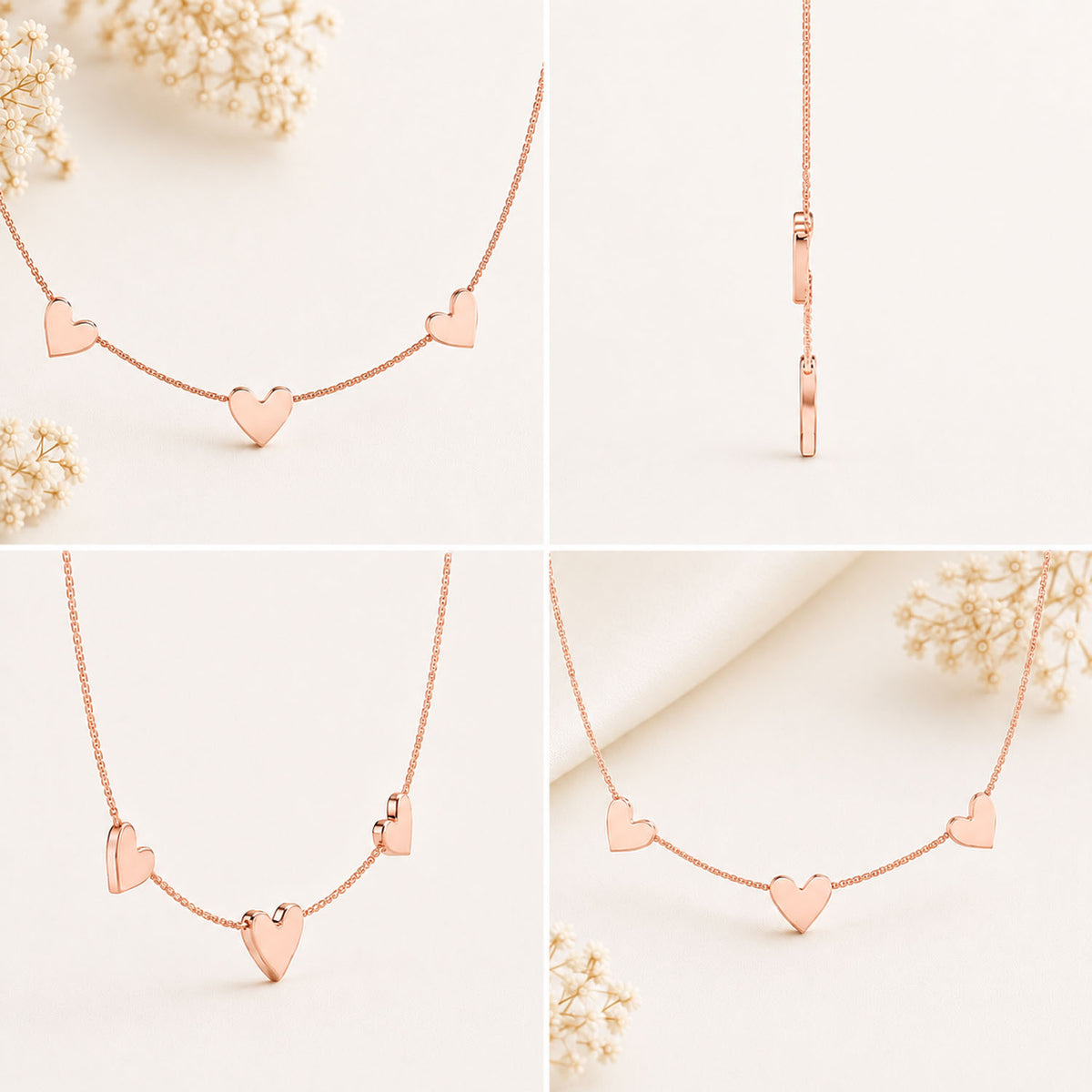 Love Notes Triple Heart Rose Gold Plated Necklace
