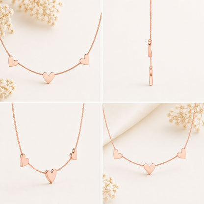 Love Notes Triple Heart Rose Gold Plated Necklace