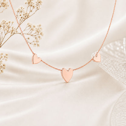 Love Notes Triple Heart Rose Gold Plated Necklace