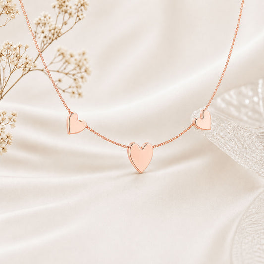 Love Notes Triple Heart Rose Gold Plated Necklace
