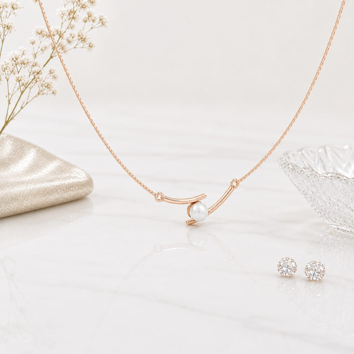 Pearl Embrace Rose Gold Plated Necklace
