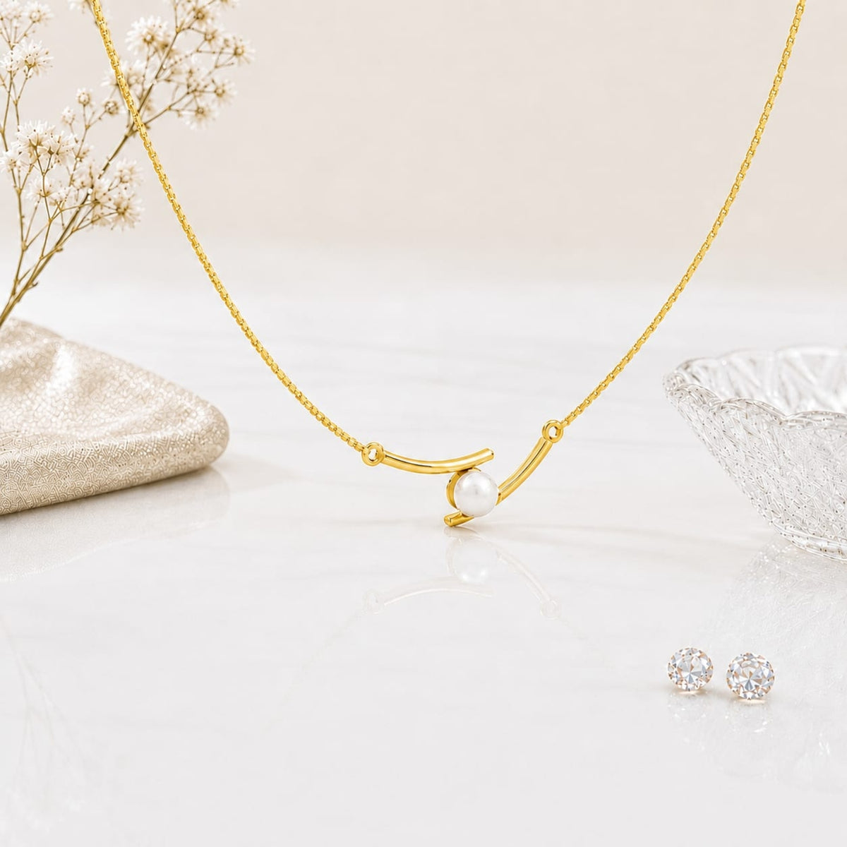 Pearl Embrace Gold Plated 925 Sterling Silver Necklace