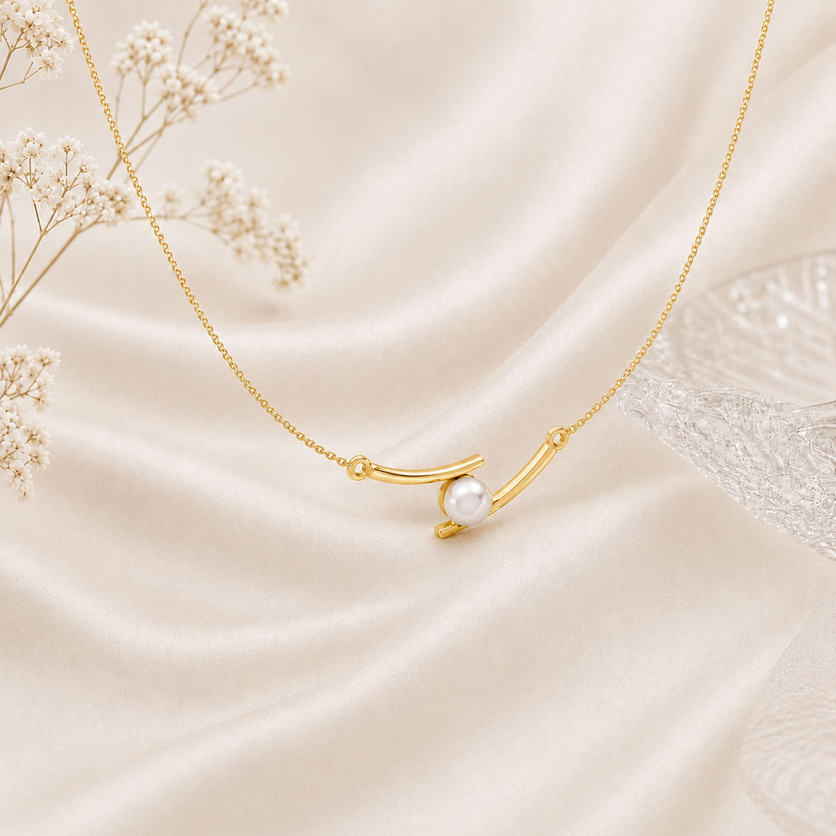 Pearl Embrace Gold Plated 925 Sterling Silver Necklace