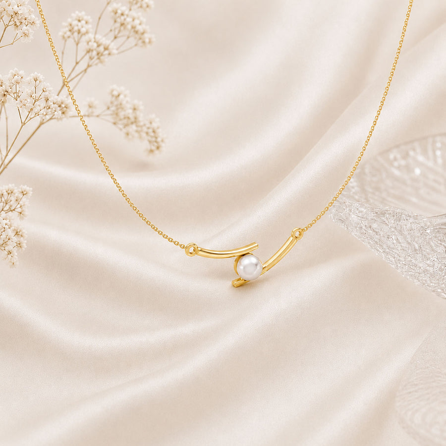 Pearl Embrace Gold Plated 925 Sterling Silver Necklace