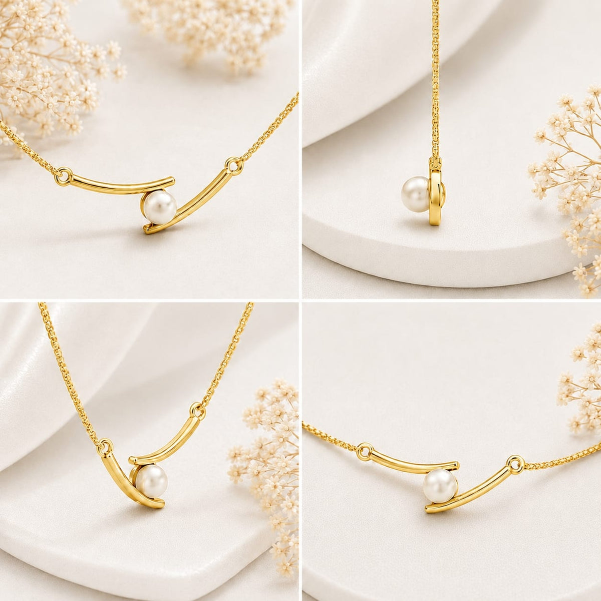 Pearl Embrace Gold Plated 925 Sterling Silver Necklace