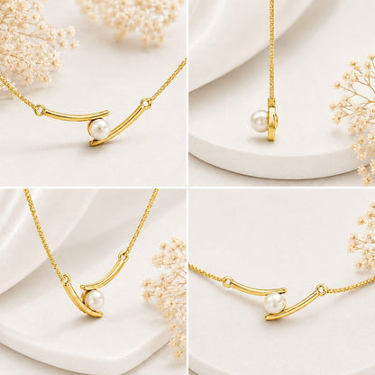 Pearl Embrace Gold Plated 925 Sterling Silver Necklace