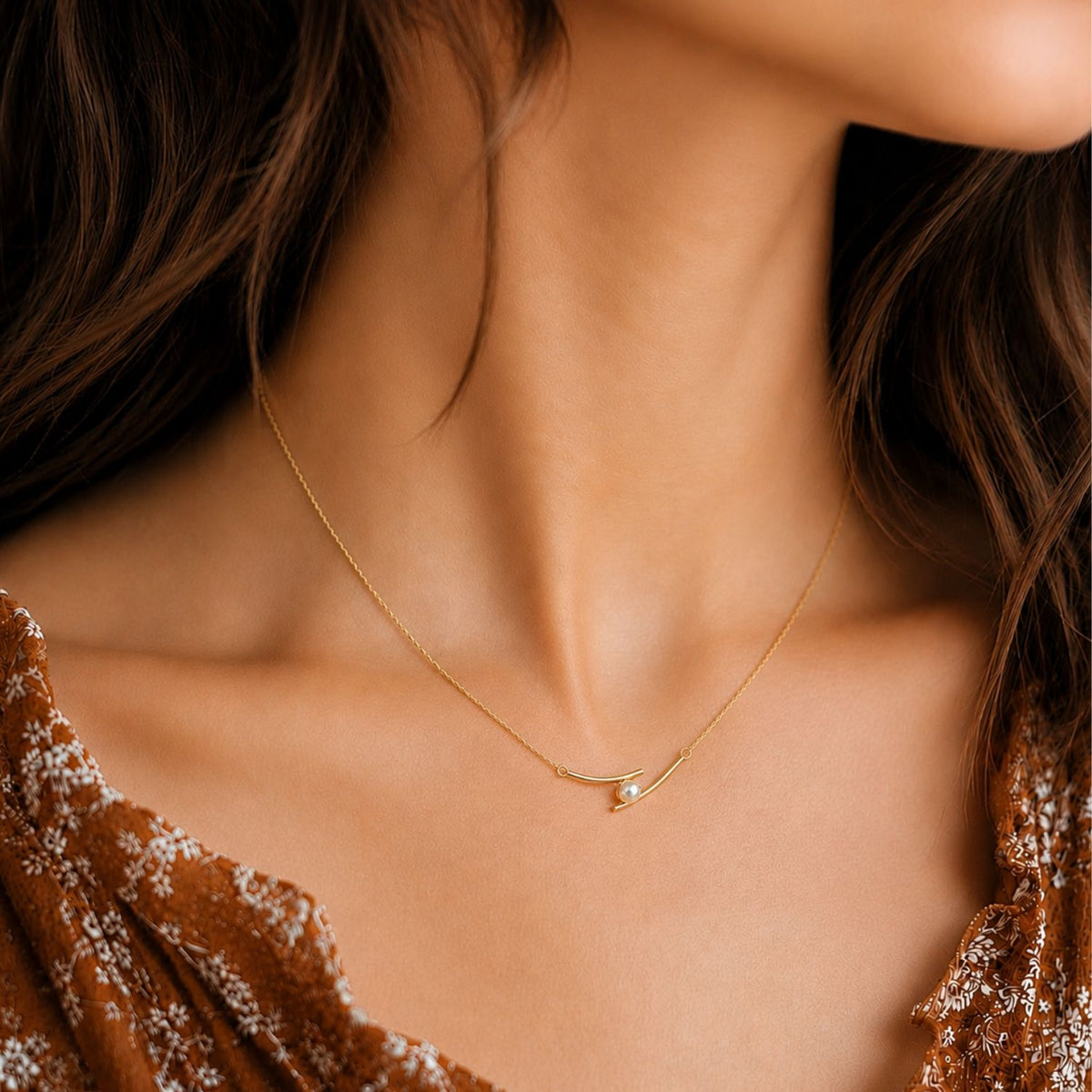 Pearl Embrace Gold Plated 925 Sterling Silver Necklace