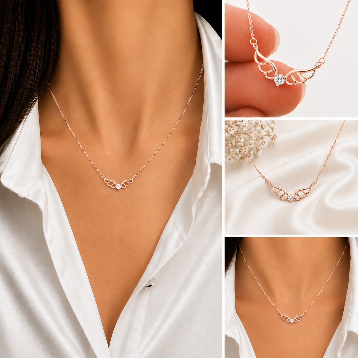 Celestial Wings Rose gold  925 sterling silver Necklace
