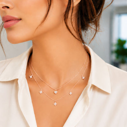 Fluttering Love Layered Rose Gold Plated 925 sterling silver Necklace