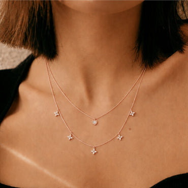 Fluttering Love Layered Rose Gold Plated 925 sterling silver Necklace