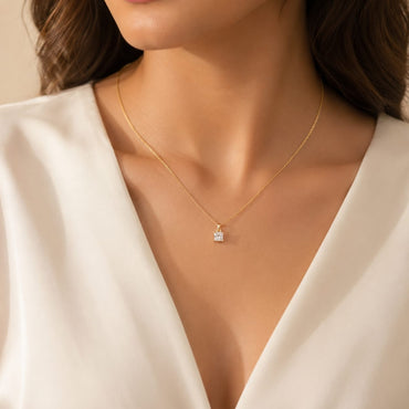 Prism Solitaire Gold Plated Pendant 925 sterling Silver Necklace