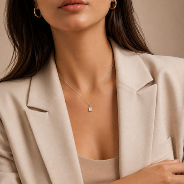 Deco Radiance Solitaire Pendant 925 Sterling Silver Necklace