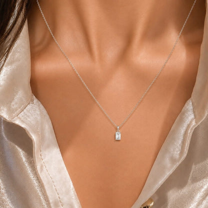 Deco Radiance Solitaire Pendant 925 Sterling Silver Necklace