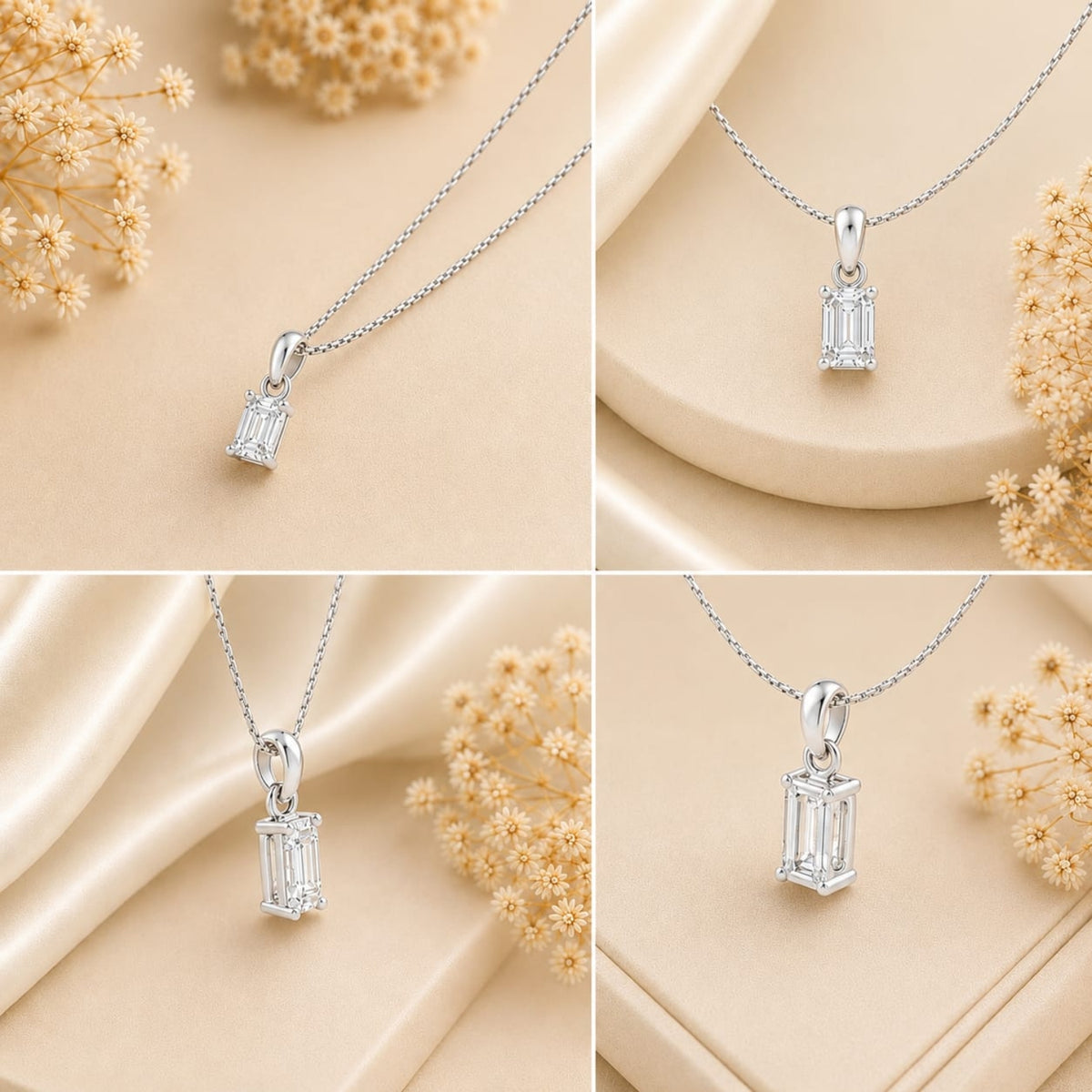 Deco Radiance Solitaire Pendant 925 Sterling Silver Necklace