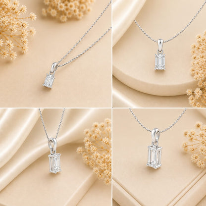 Deco Radiance Solitaire Pendant 925 Sterling Silver Necklace