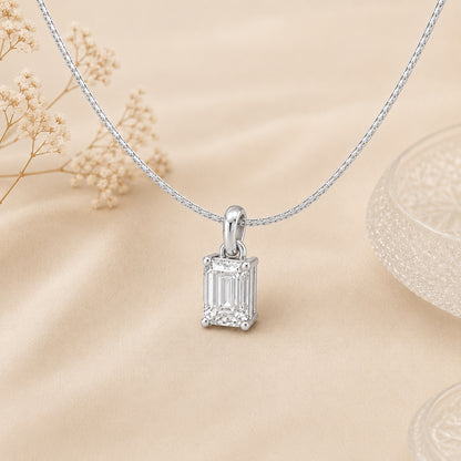 Deco Radiance Solitaire Pendant 925 Sterling Silver Necklace