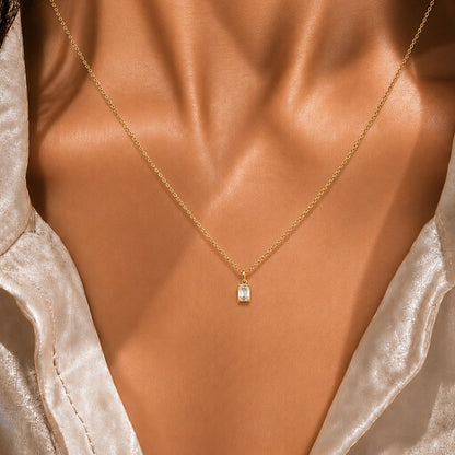 Deco Radiance Solitaire Pendant 925 Sterling Silver Necklace