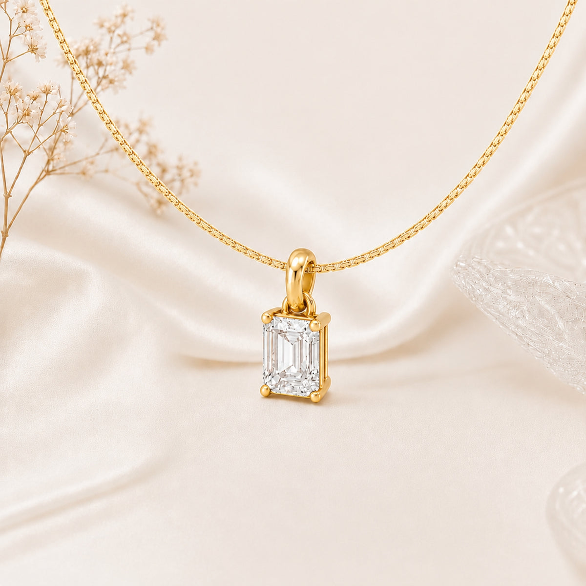 Deco Radiance Solitaire Pendant 925 Sterling Silver Necklace