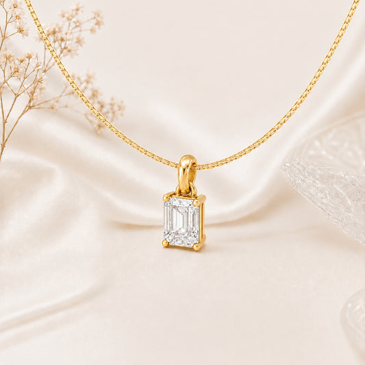 Deco Radiance Solitaire Pendant 925 Sterling Silver Necklace