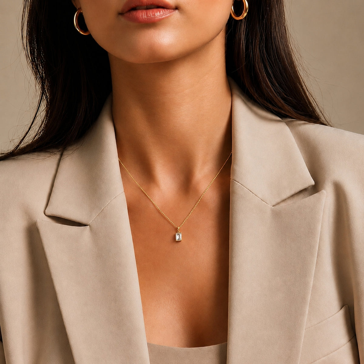 Deco Radiance Solitaire Pendant 925 Sterling Silver Necklace