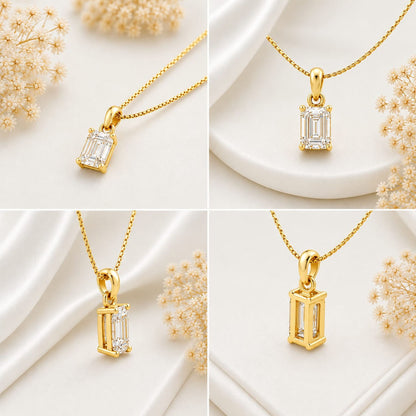 Deco Radiance Solitaire Pendant 925 Sterling Silver Necklace