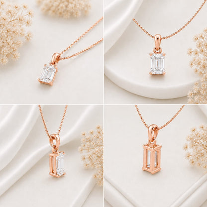 Deco Radiance Solitaire Pendant 925 Sterling Silver Necklace