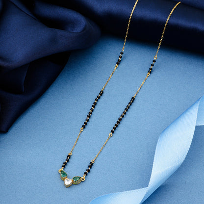 Maira Sterling Silver Emerald Heart Mangalsutra