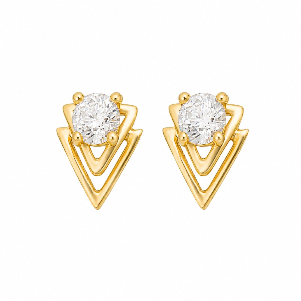 Gold Crystal Triangle Studs