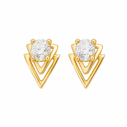 Gold Crystal Triangle Studs