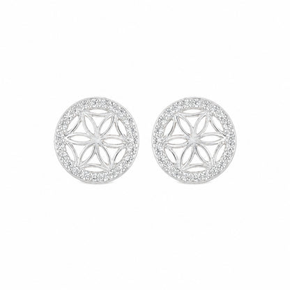 Graceful Floral Design Sparkling Stud Earrings