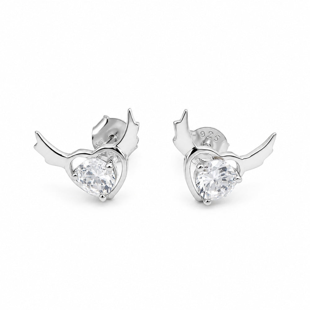 Silver Crystal Heart Sparkle Earrings