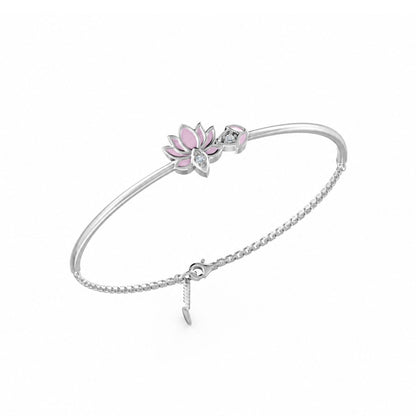 Blush Lotus Pure Rhodium Plated 925 Sterling Silver Bracelet