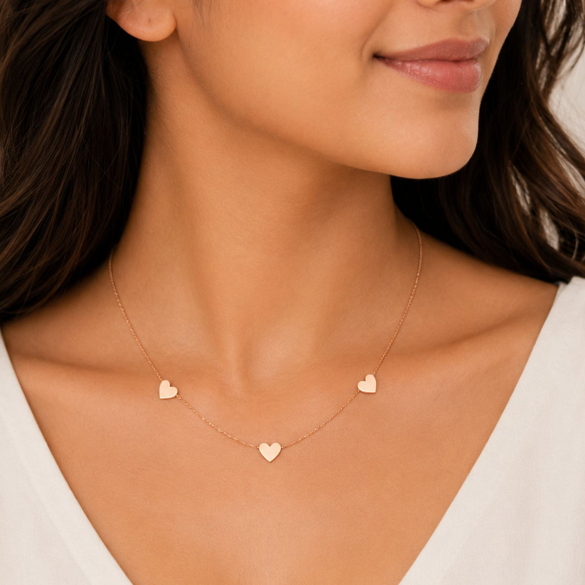 Love Notes Triple Heart Rose Gold Plated Necklace