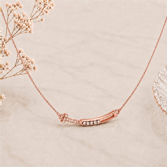 Radiant Arc Bar Rose Gold Plated Necklace