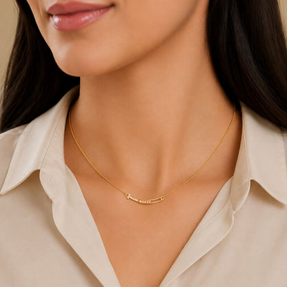 Radiant Arc Bar Gold Plated Necklace