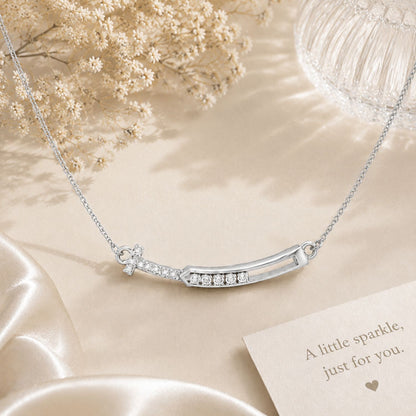 Radiant Arc Bar Rhodium Plated  Necklace