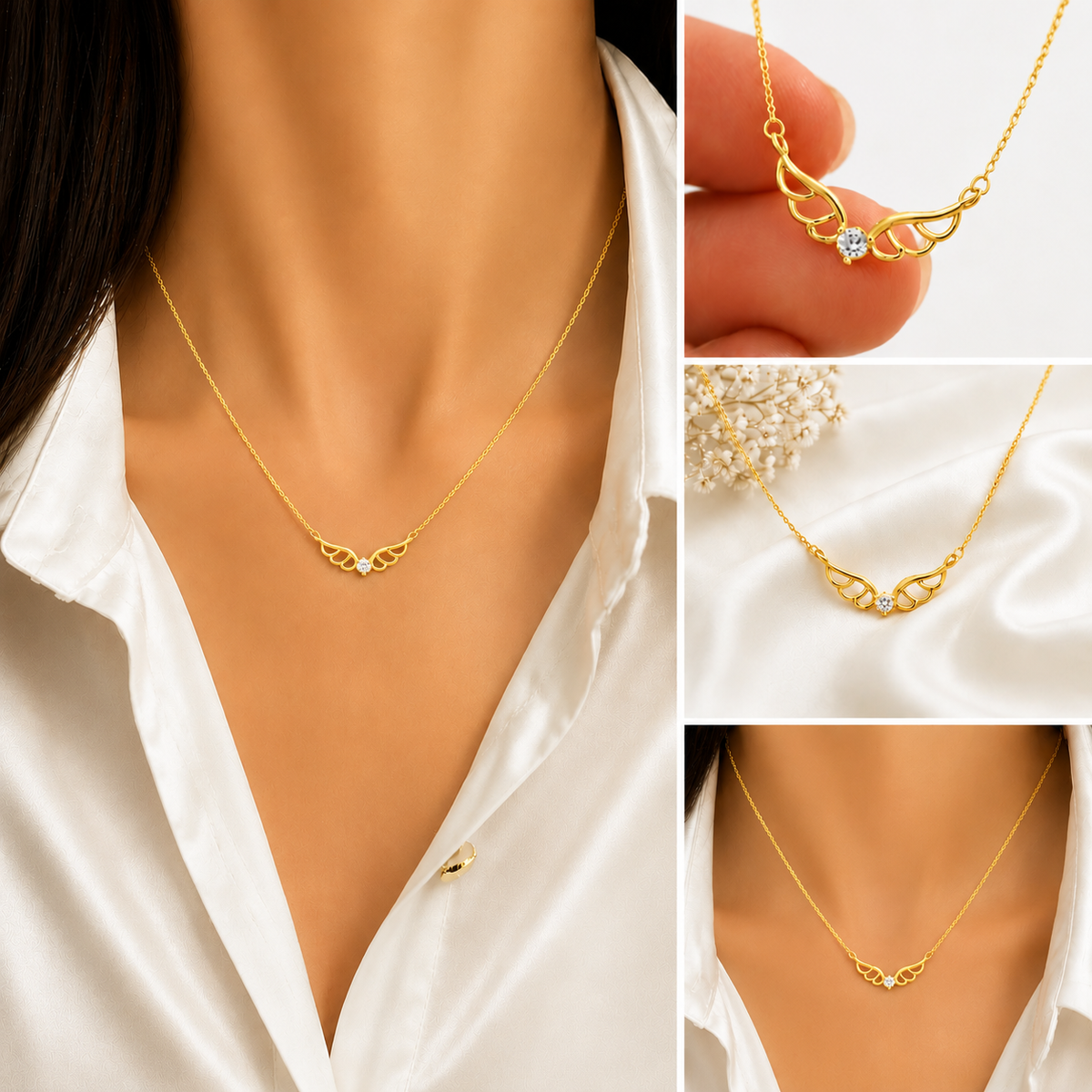Celestial Wings Gold Plated Necklace