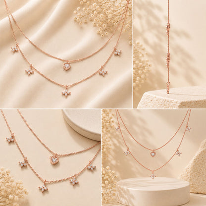 Fluttering Love Layered Rose Gold Plated 925 sterling silver Necklace