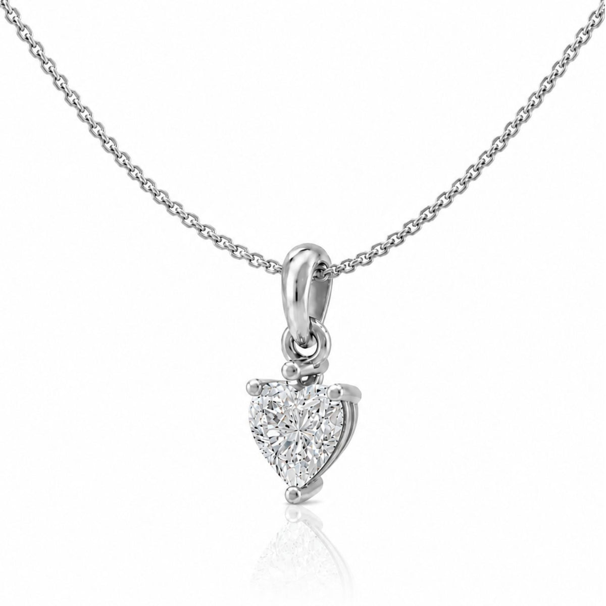 Luminous Heart Rhodium Pendant Necklace
