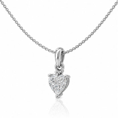 Luminous Heart Rhodium Pendant Necklace