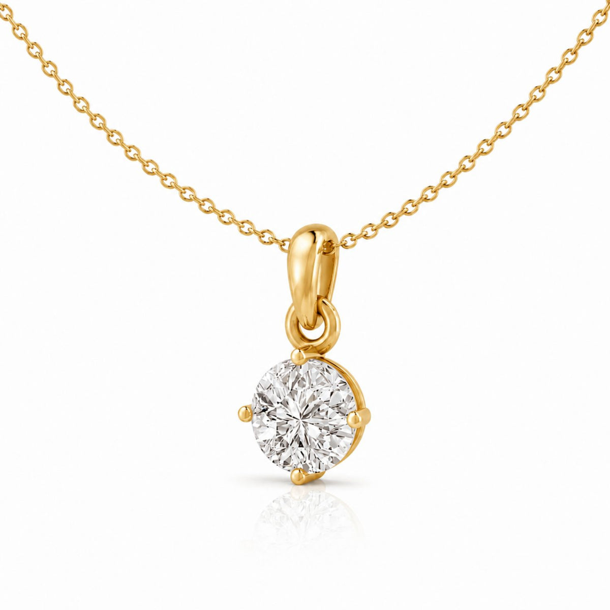 Starlight Solitaire Gold plated Pendant 925 Sterling Silver Necklace