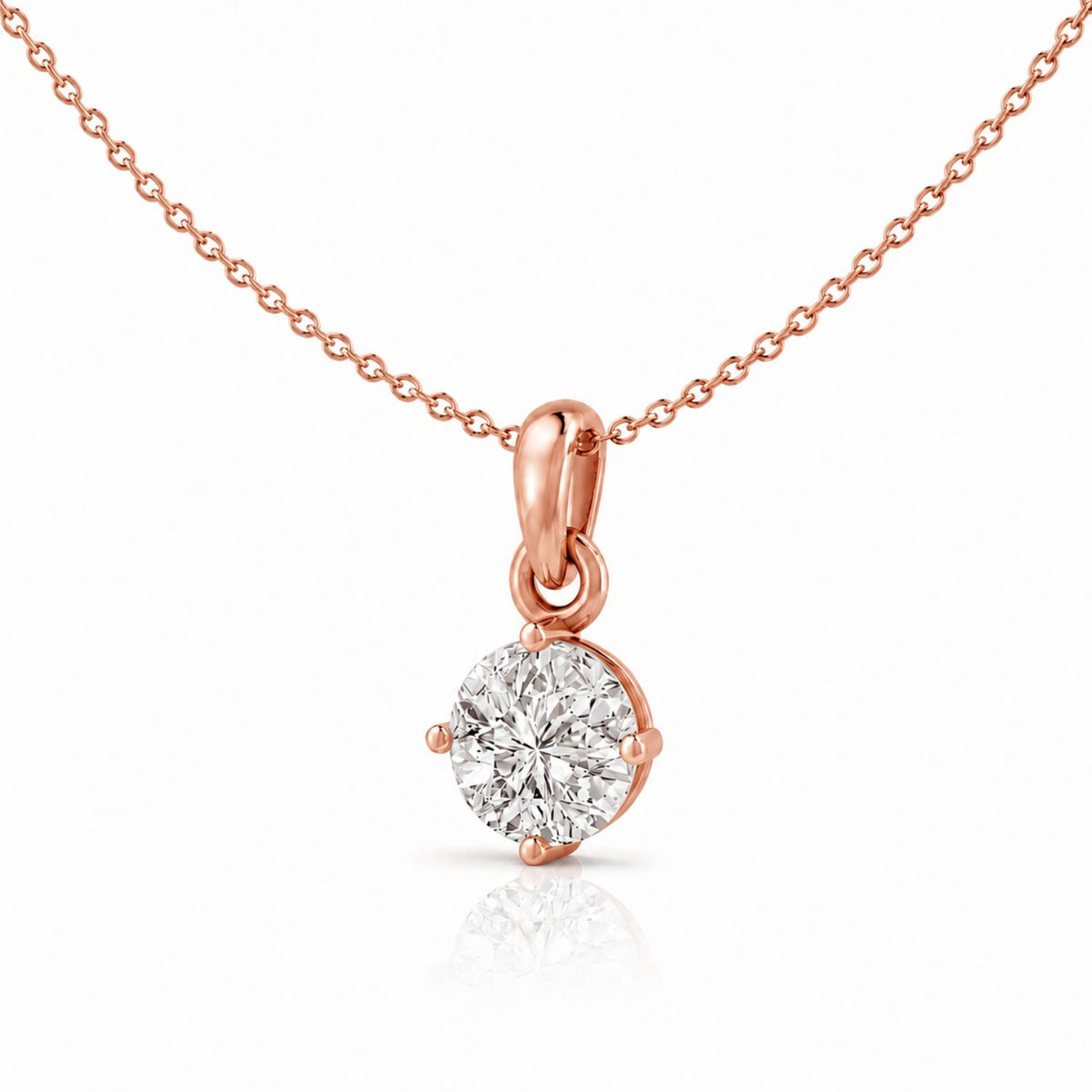 Starlight Solitaire Rose Gold plated Pendant 925 Sterling Silver Necklace